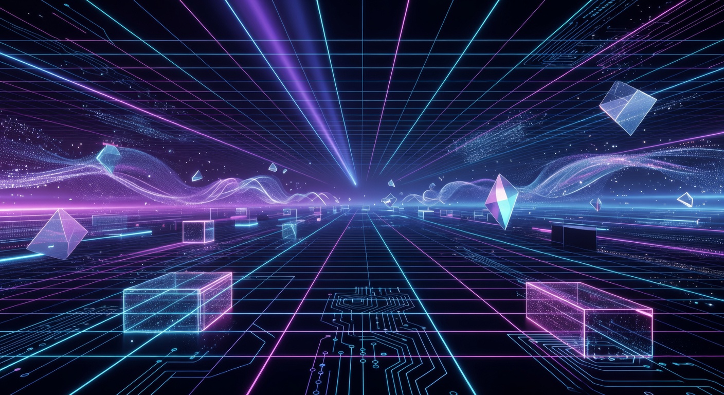 Sci-fi neon glowing portal in a dark dimension